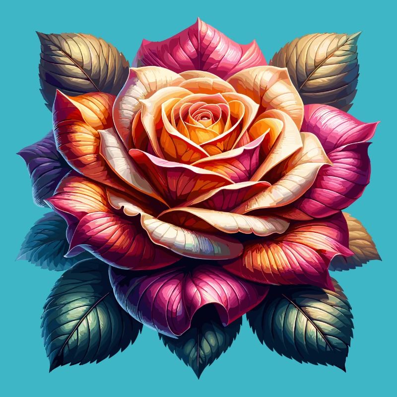 Farbenprächtige Rosa Blüte Mit Blättern