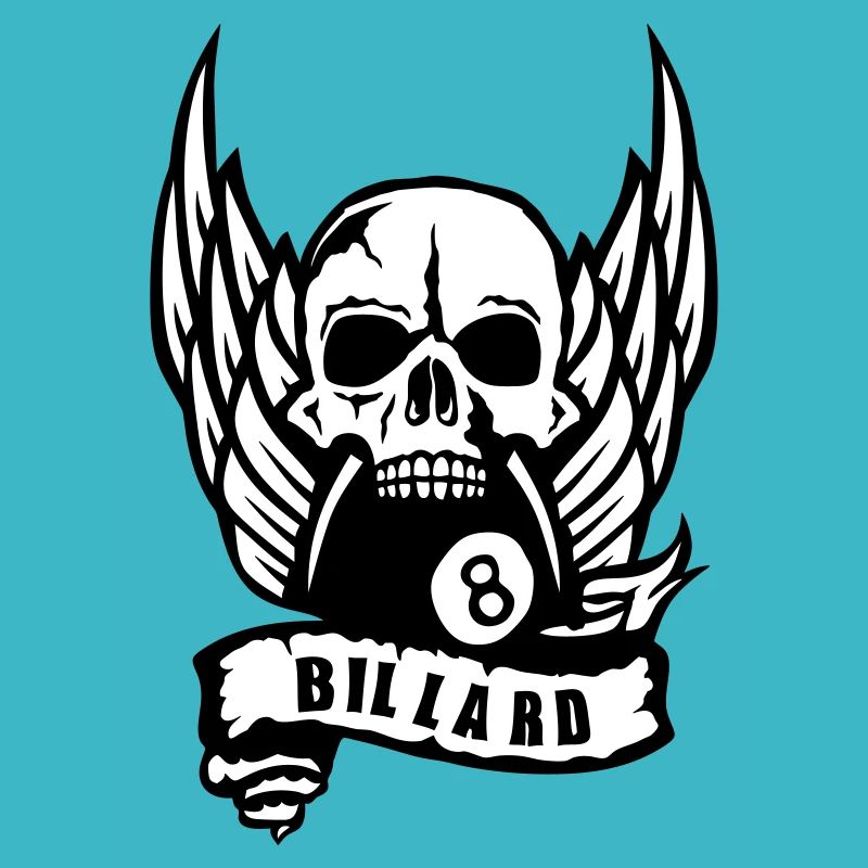 billiards head dead skull wing banner logo