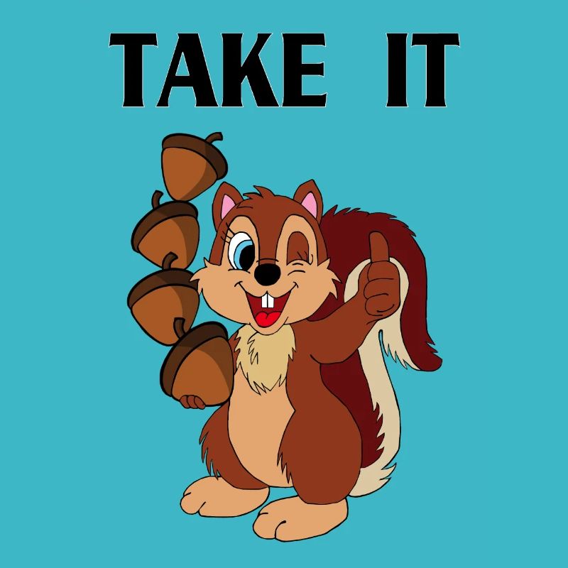 TAKE IT lettering with squirrels