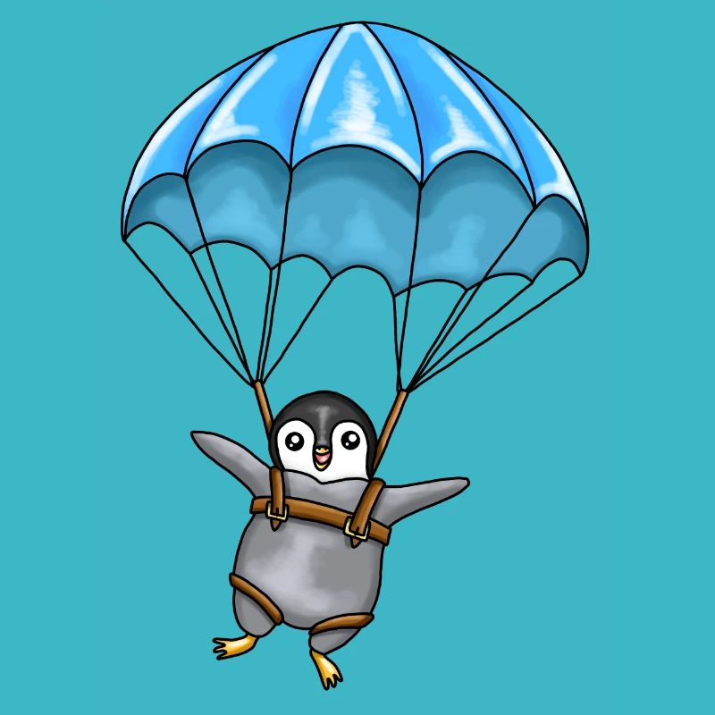 Pinguin mit Fallschirm