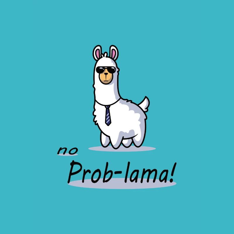funny lama no prob lama cartoon design