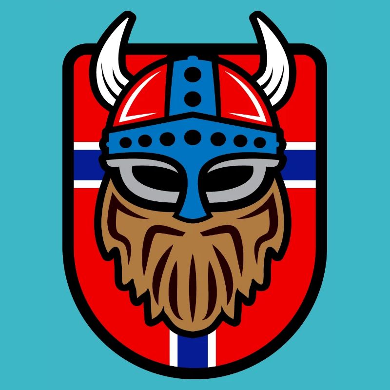 Logo viking cool avec drapeau norvégien