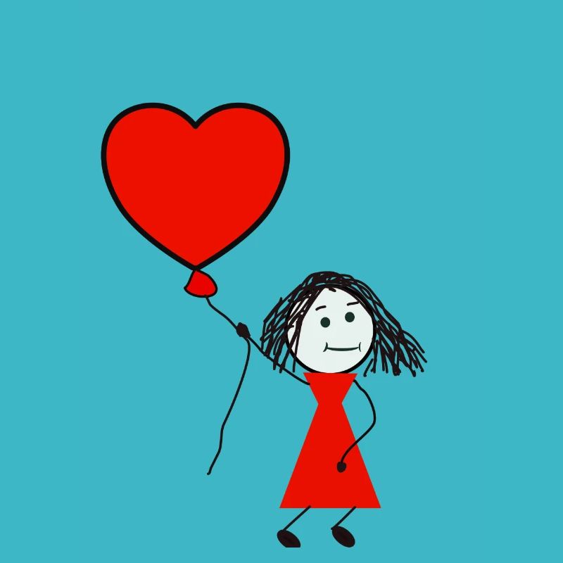 Mädchen Ballon Herz Rot