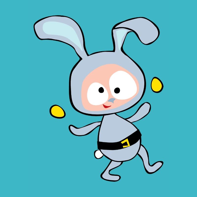 Lapin de Pâques danse avec des œufs d’or