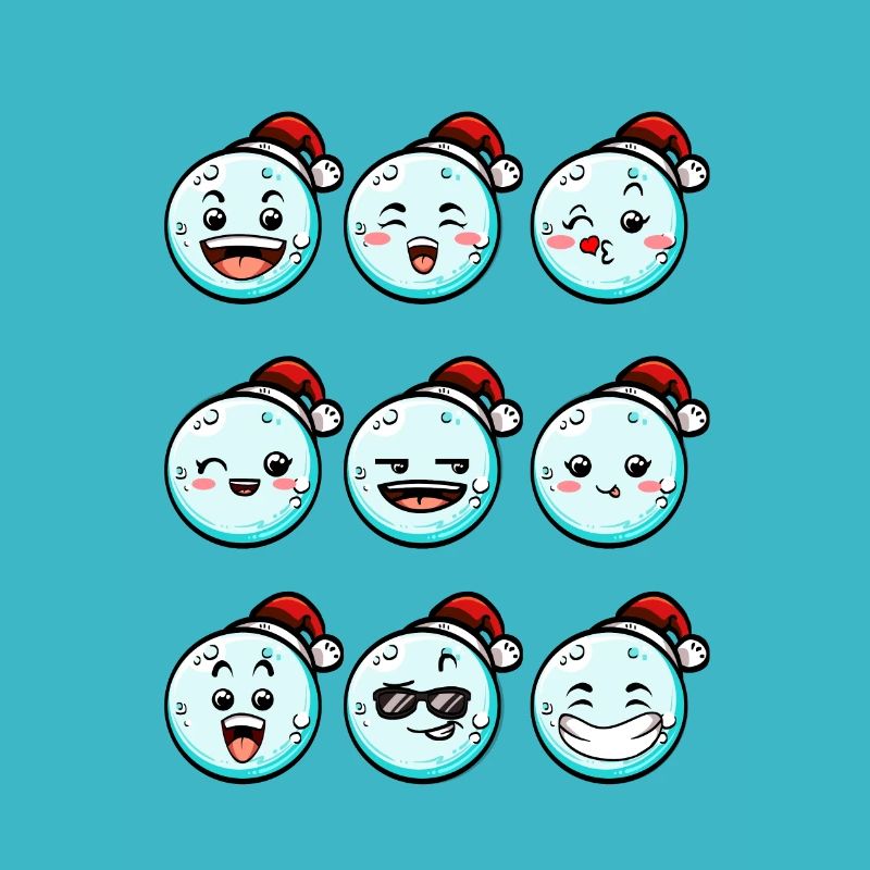 9 snowballs with Christmas hat
