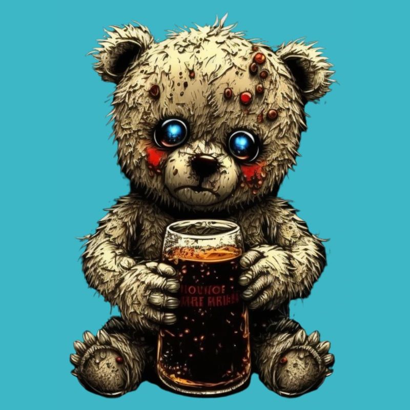Guseliger Teddy mit Bier