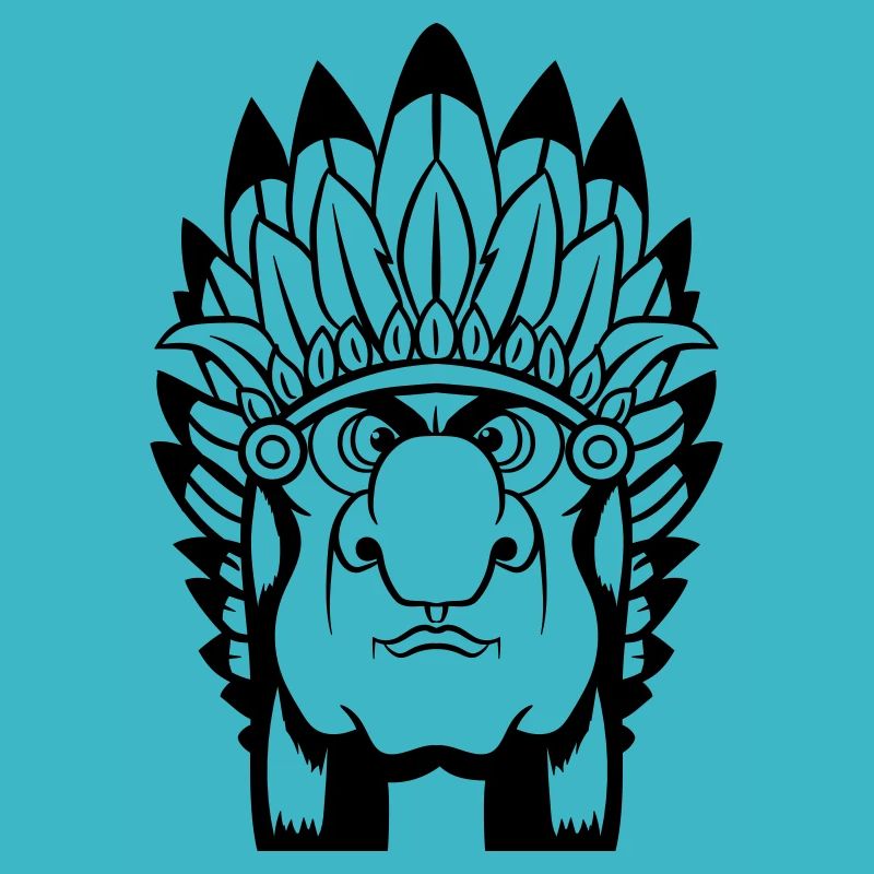Grimmiger Indianerhäuptling mit Federschmuck Comic