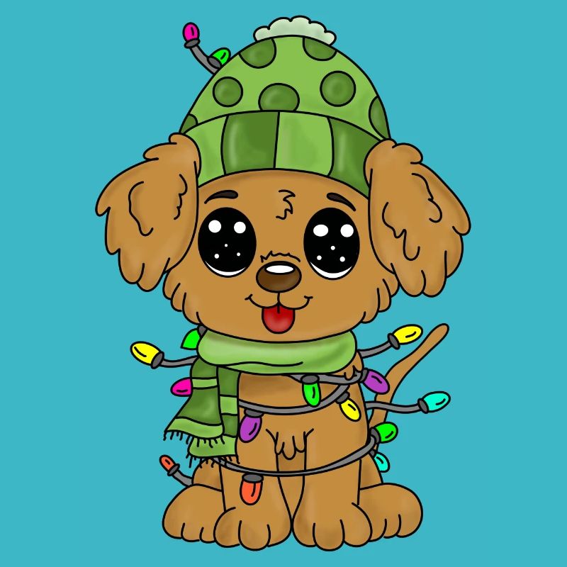 Chien avec des décorations de Noël