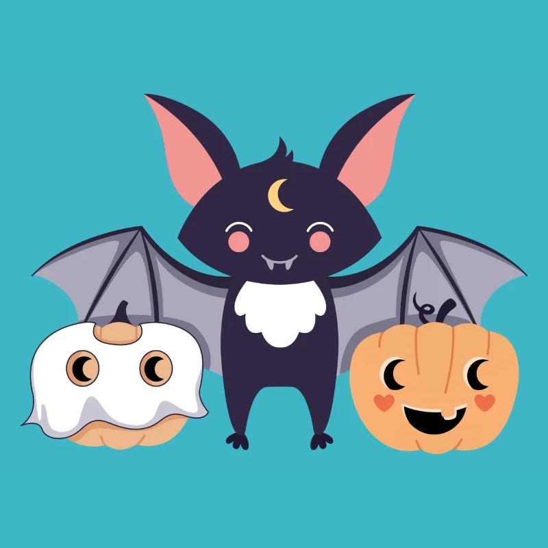 Fledermaus mit Kürbissen