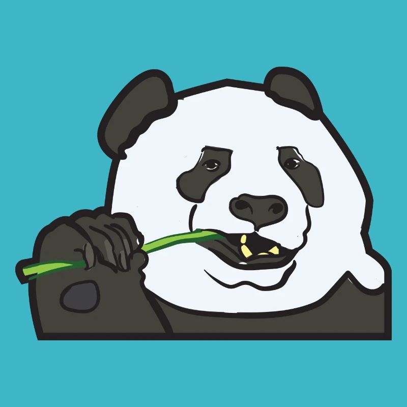 Sweet panda nibbles on bamboo