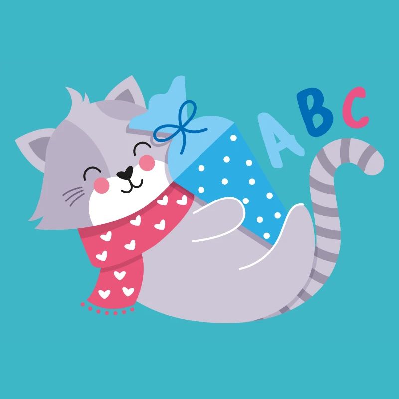 Chat avec cône d’école inscription à l’école