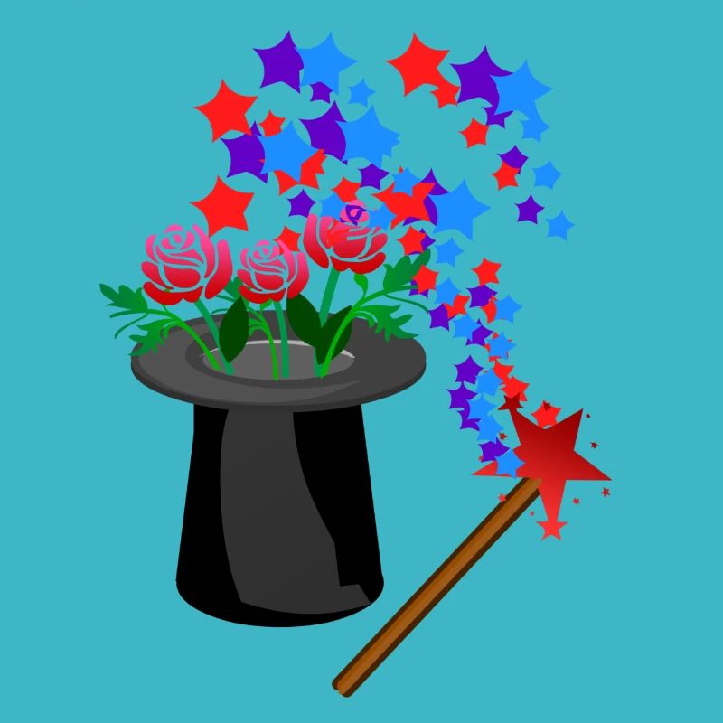 Magic Hat Wand Fleurs Étoiles