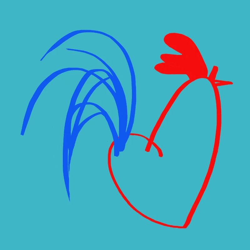 Hahn blau weiß rot