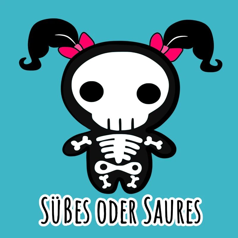 Süßes oder Saures Helloween Skelett Pinke Zöpfe