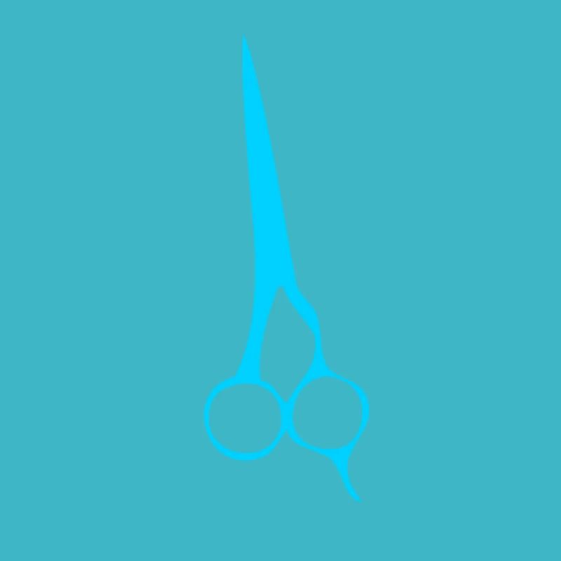 Eine blaue Schere beim Friseur
