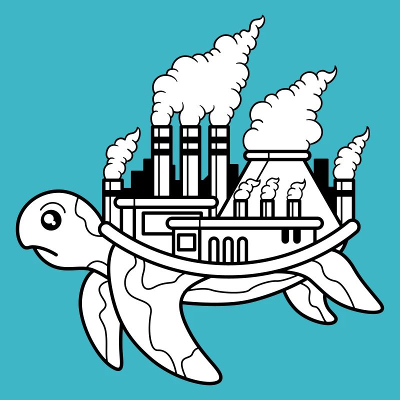 Schildkröte - Fabrik, Rauch, Smog Luft, Tierschutz