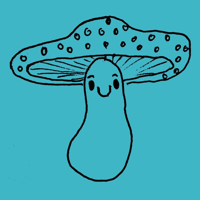 Cartoon smiling fly agaric