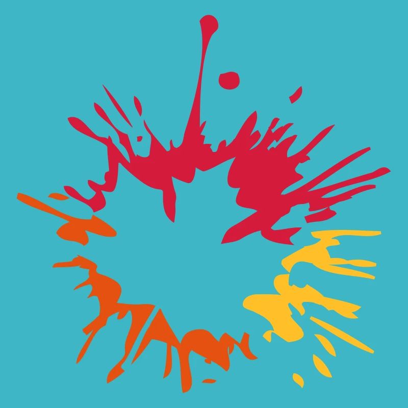 colorful blob drop paint splatter maple leaf he