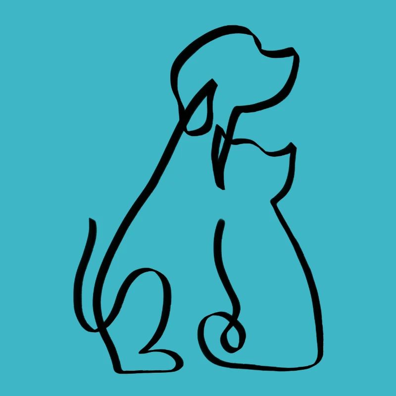 Chien et chat une ligne noir