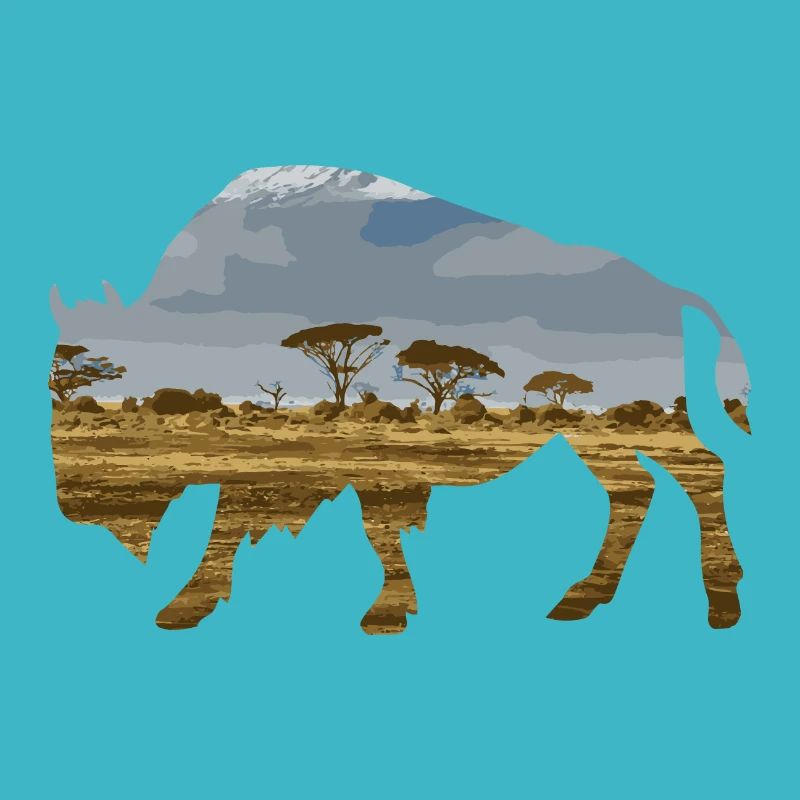 Idée cadeau bison animal double exposition