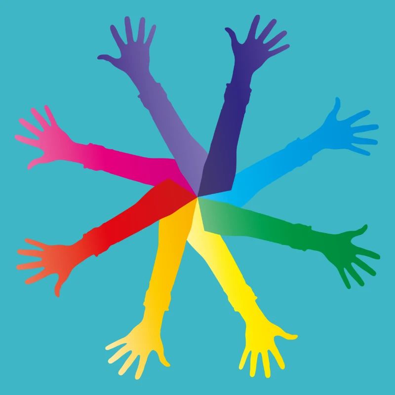 Mains colorées - diversité et intégration