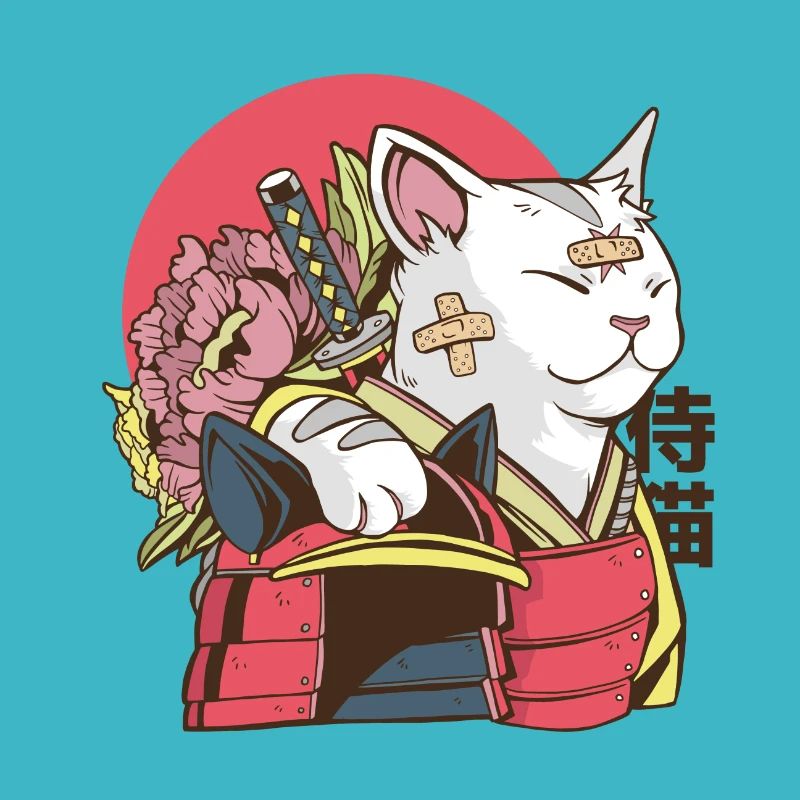 Samurai Katze - Vaporwave Katze