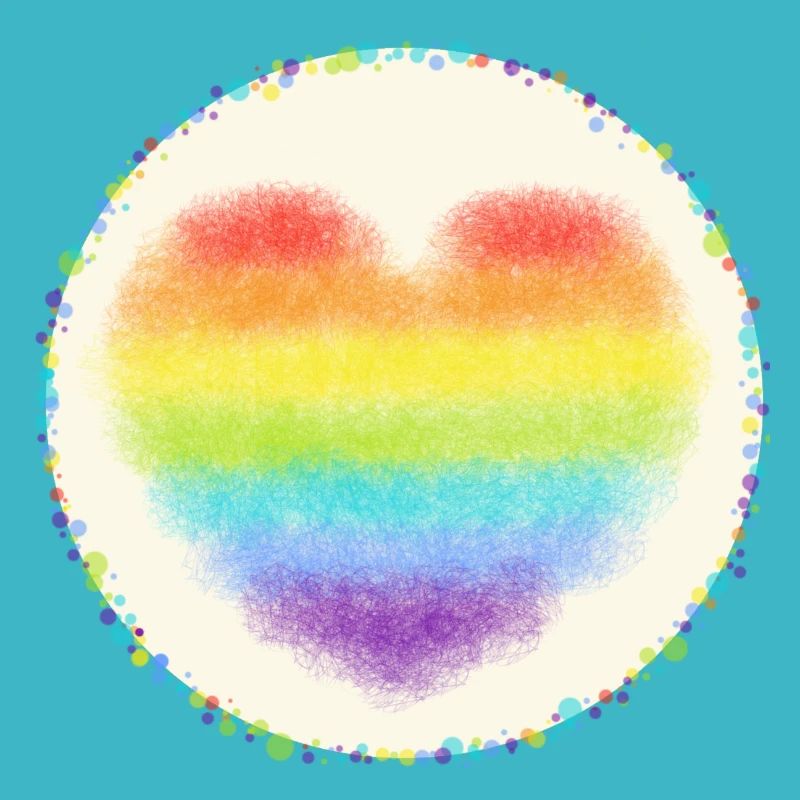 Rainbow heart with confetti colorful