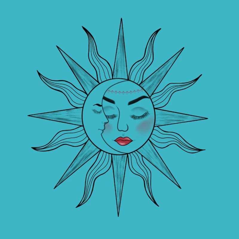 Soleil et lune avec le visage cadeau