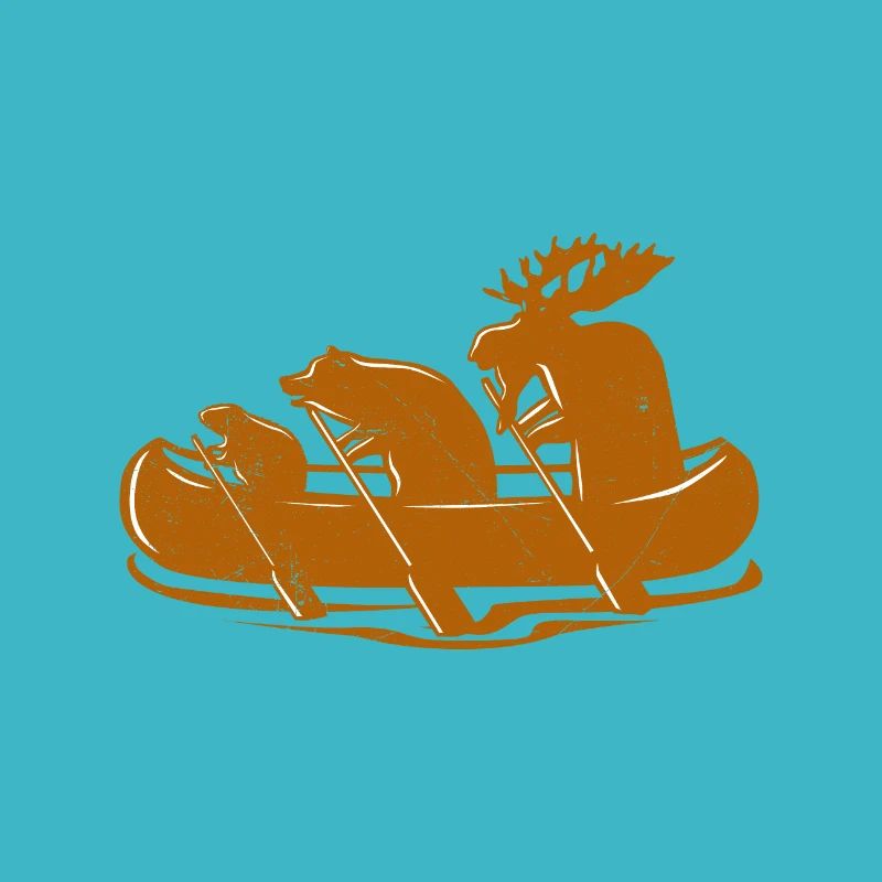 Canoe Beaver Bear Moose Canoeing Canada Gift Idea
