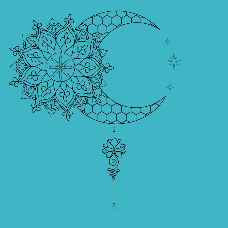 Mandala Lune Fleur de Lotus