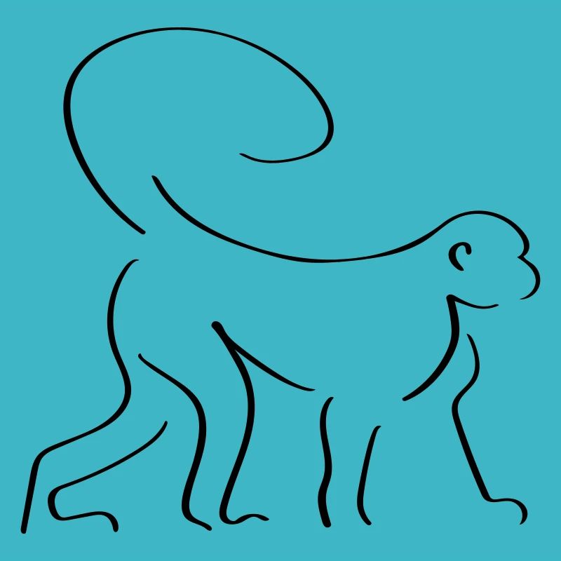 Monkey Line Art - Minimaliste