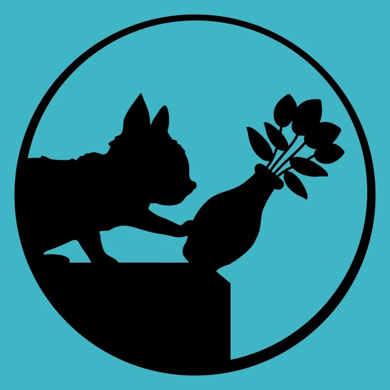 Tombe en bas du vase de fleurs chat