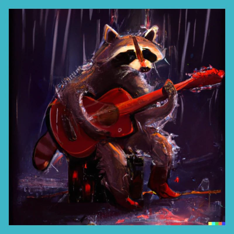racoon playing guitar