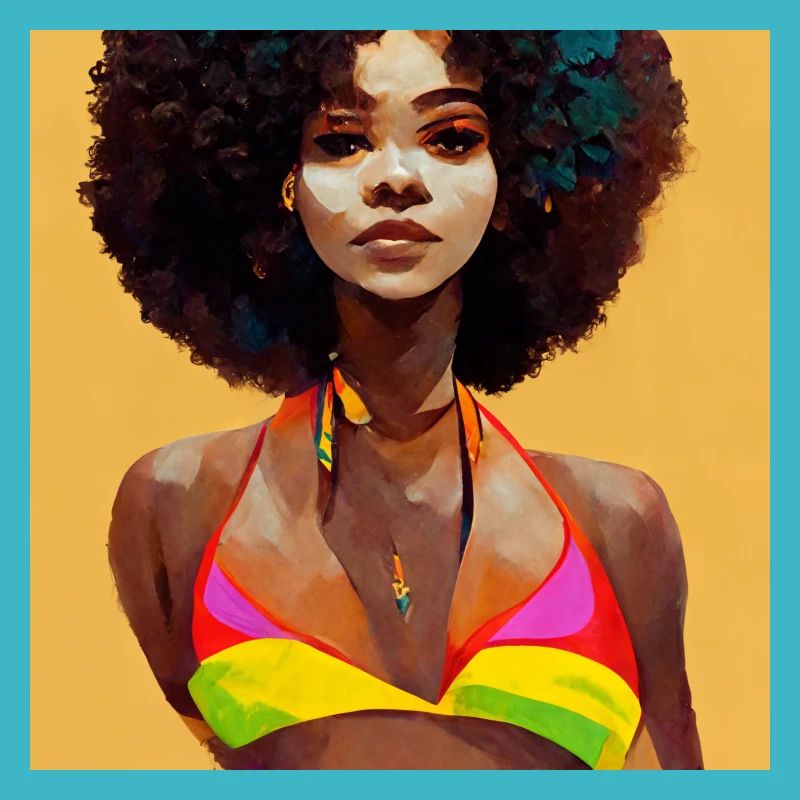 Afro -Mädchen Im Bikinimalerei