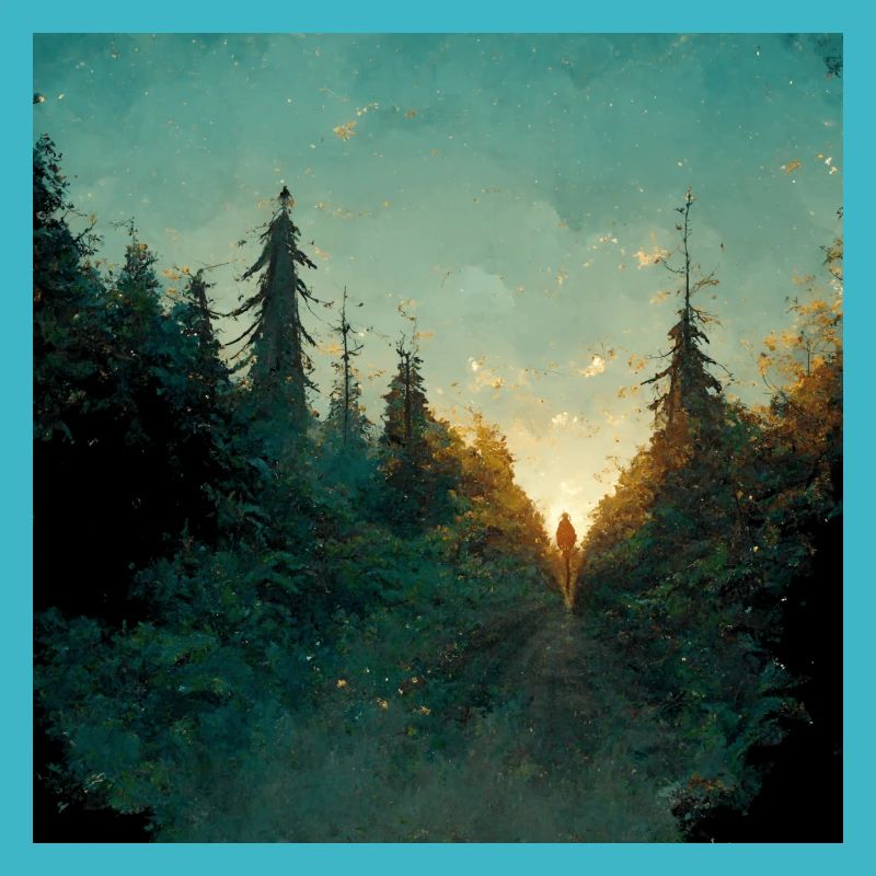 Coucher de soleil dans la forêt