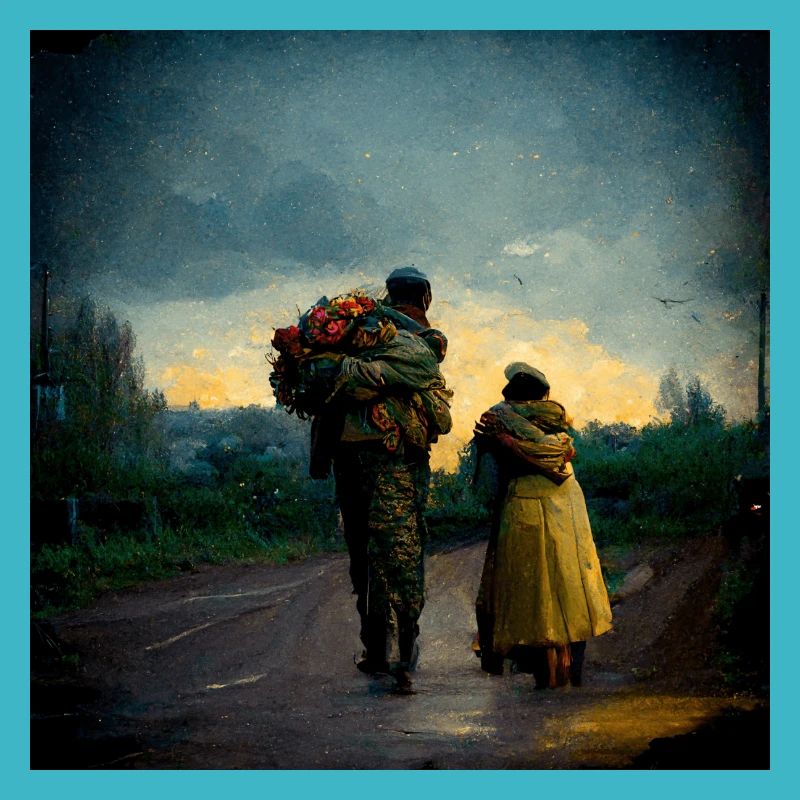 Ukrainischer Soldat, Der Nach Hause Kommt