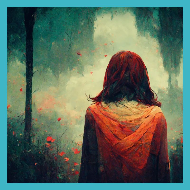 Femme regardant dans la forêt