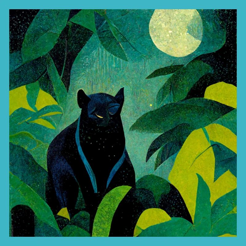 Panther in the jungle by moonlight