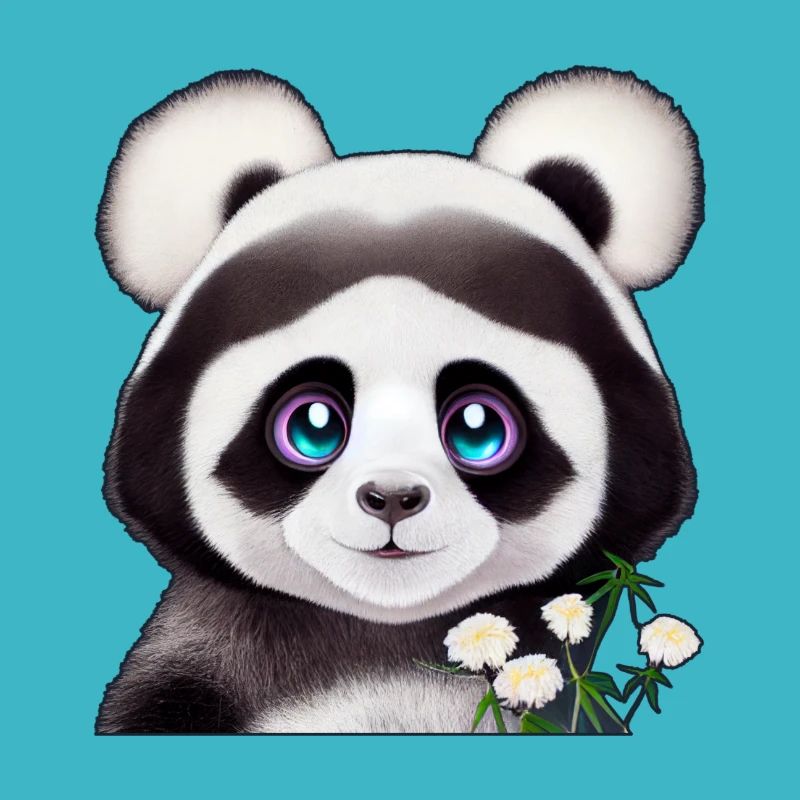 Panda with flowers