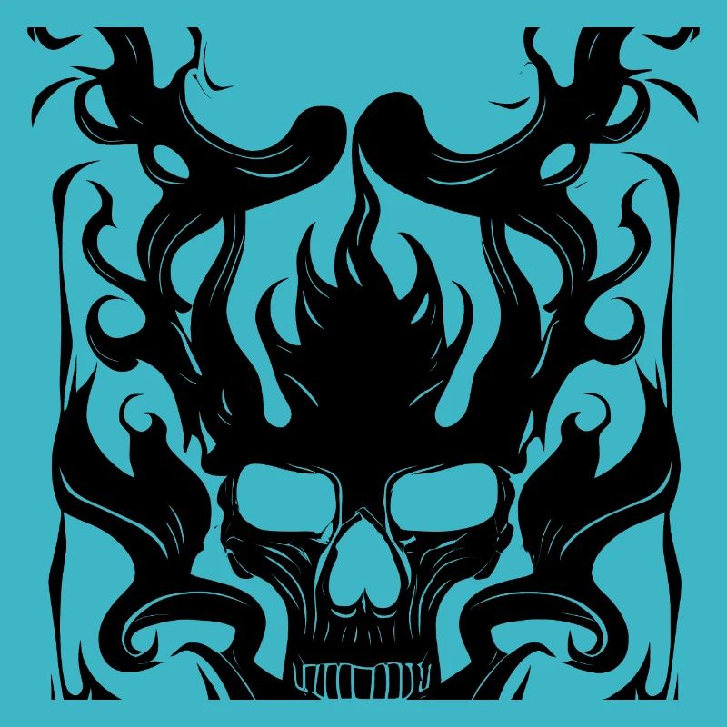 Halloween Horror Skull with Flames