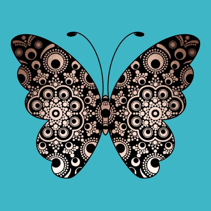 Conception de mandala papillon doré