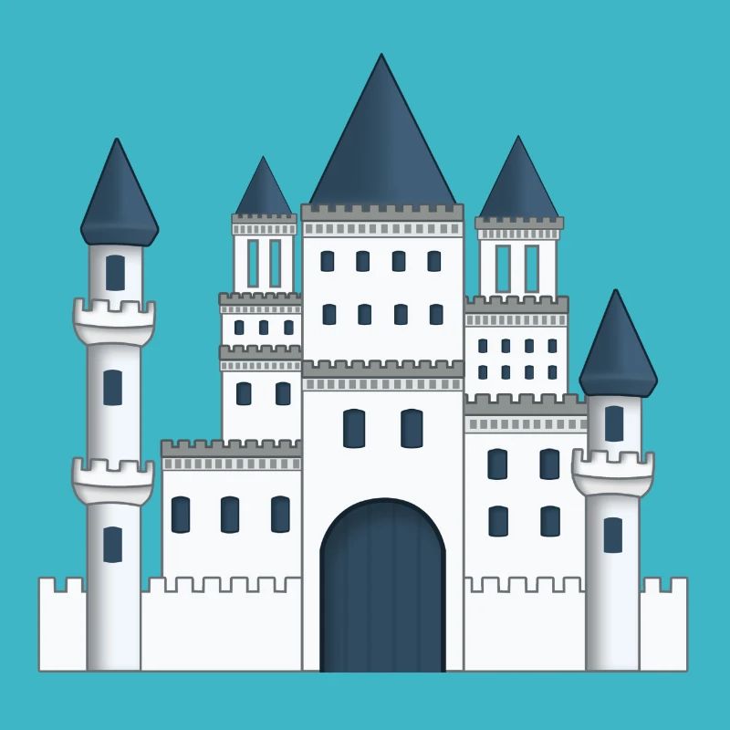 Chateau de prince et princesse bleu et blanc