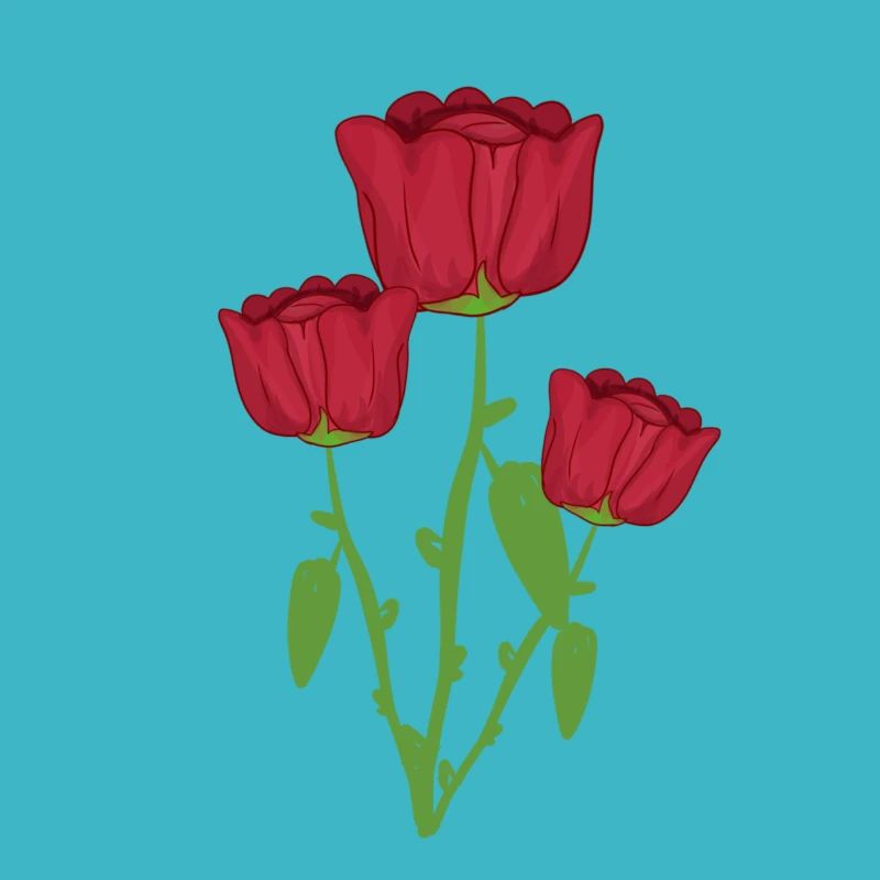 Trois Roses Fleur Végétale Rouge
