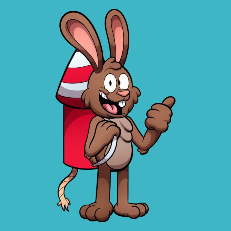 Lapin avec jetpack pyrotechnique
