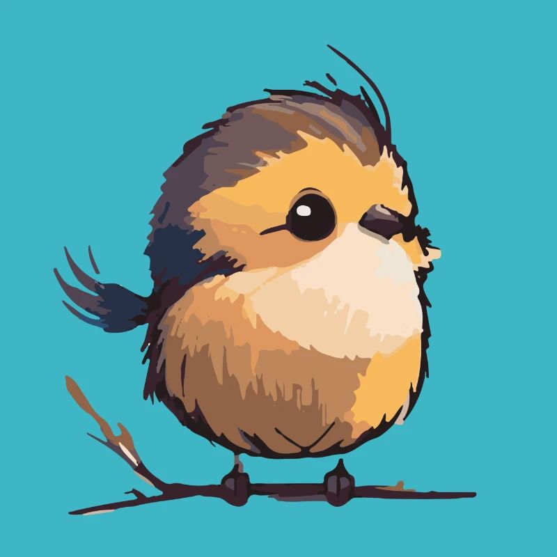 Comic Cute Kawaii Sticker Vogel Singvogel flauschi