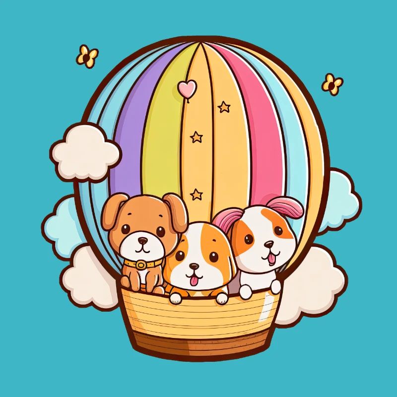 Hundebabys im Heißluftballon