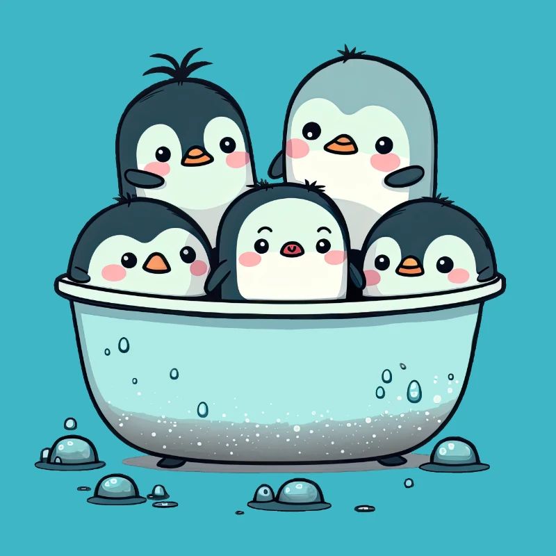 De mignons pingouins prennent un bain!