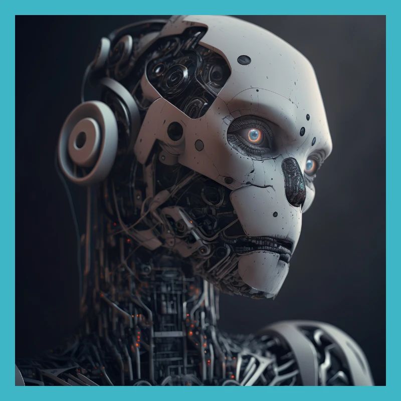 Blauäugiger Cyborg-Roboter