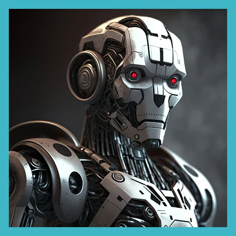 Rotäugiger Cyborg-Roboter