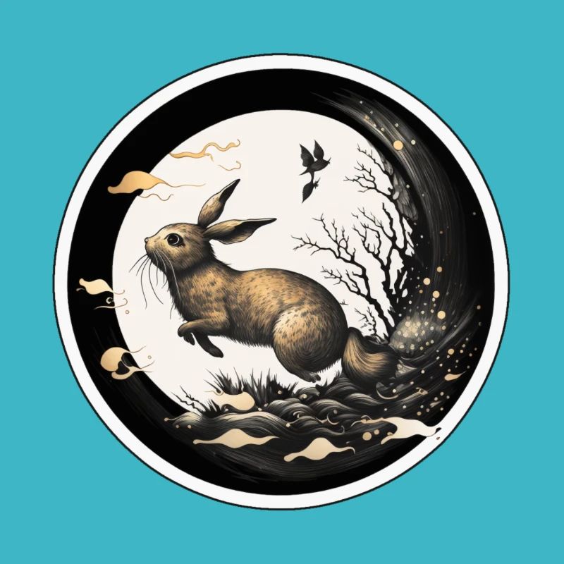 A hare jumps into a puddle